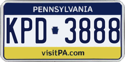 PA license plate KPD3888