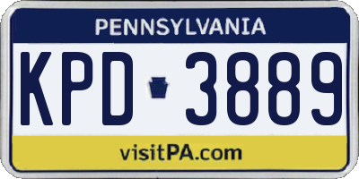 PA license plate KPD3889