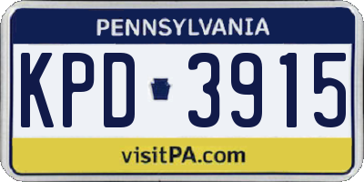 PA license plate KPD3915
