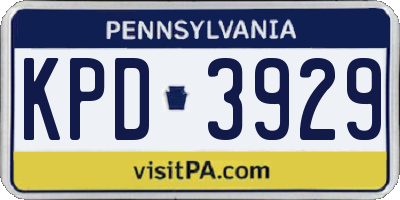PA license plate KPD3929