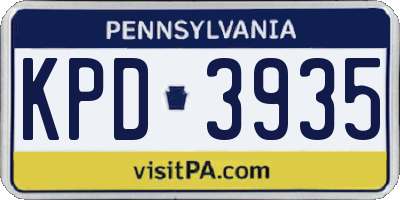 PA license plate KPD3935