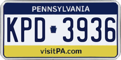 PA license plate KPD3936