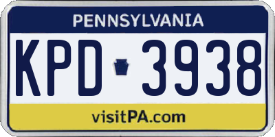 PA license plate KPD3938