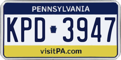 PA license plate KPD3947