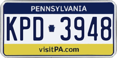 PA license plate KPD3948
