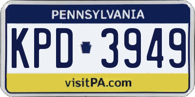 PA license plate KPD3949