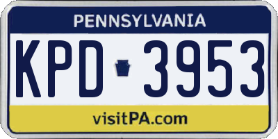 PA license plate KPD3953