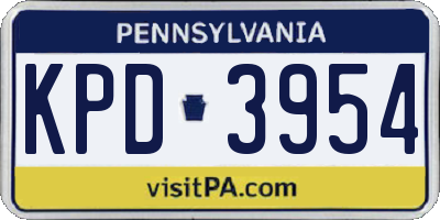 PA license plate KPD3954
