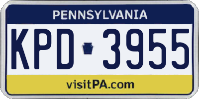PA license plate KPD3955