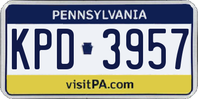 PA license plate KPD3957