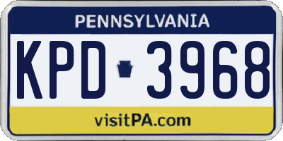 PA license plate KPD3968
