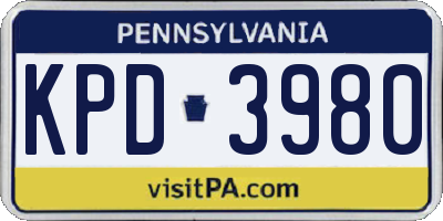 PA license plate KPD3980