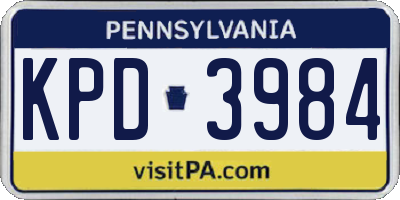 PA license plate KPD3984