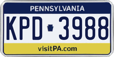 PA license plate KPD3988