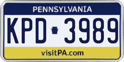 PA license plate KPD3989