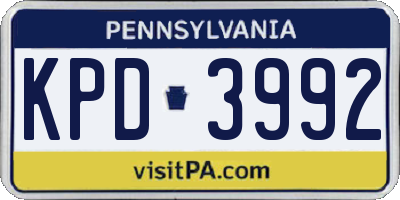 PA license plate KPD3992
