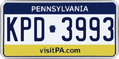 PA license plate KPD3993