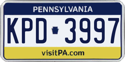 PA license plate KPD3997