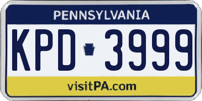PA license plate KPD3999