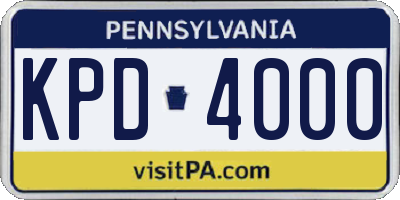 PA license plate KPD4000