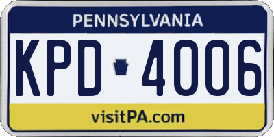 PA license plate KPD4006