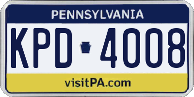 PA license plate KPD4008