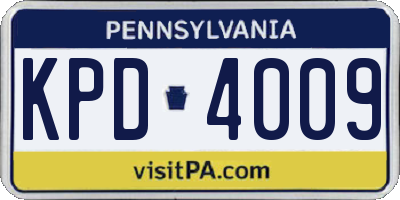PA license plate KPD4009
