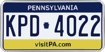 PA license plate KPD4022