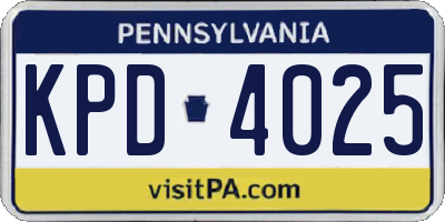 PA license plate KPD4025