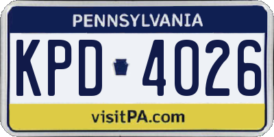 PA license plate KPD4026