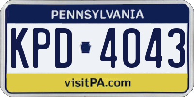 PA license plate KPD4043