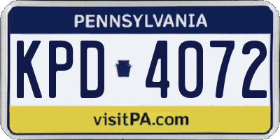PA license plate KPD4072