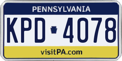PA license plate KPD4078