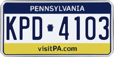 PA license plate KPD4103