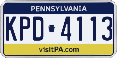 PA license plate KPD4113