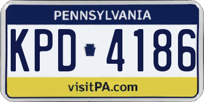 PA license plate KPD4186