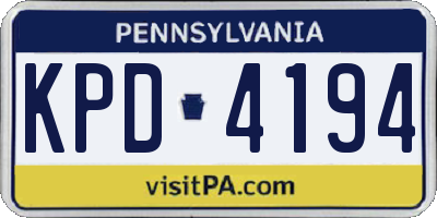 PA license plate KPD4194