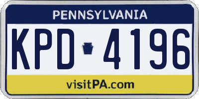 PA license plate KPD4196