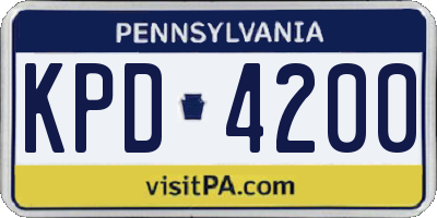 PA license plate KPD4200