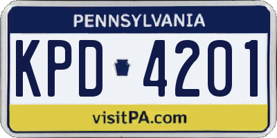 PA license plate KPD4201