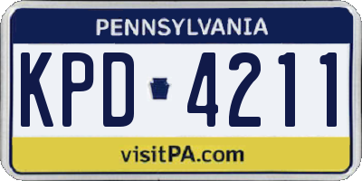 PA license plate KPD4211
