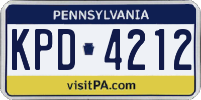 PA license plate KPD4212
