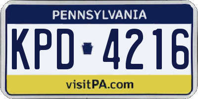 PA license plate KPD4216