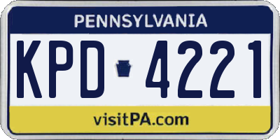 PA license plate KPD4221