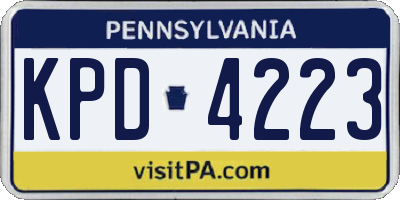 PA license plate KPD4223