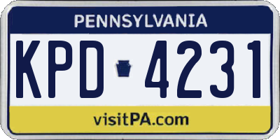 PA license plate KPD4231