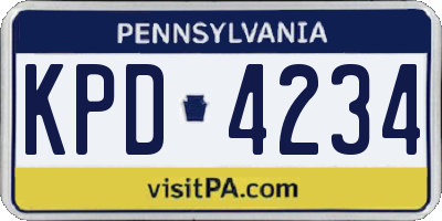 PA license plate KPD4234