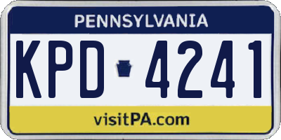 PA license plate KPD4241