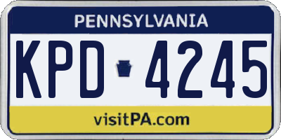 PA license plate KPD4245