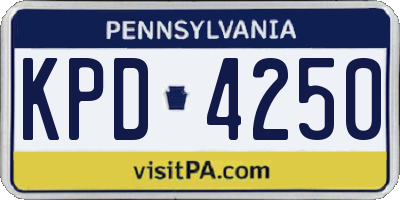 PA license plate KPD4250